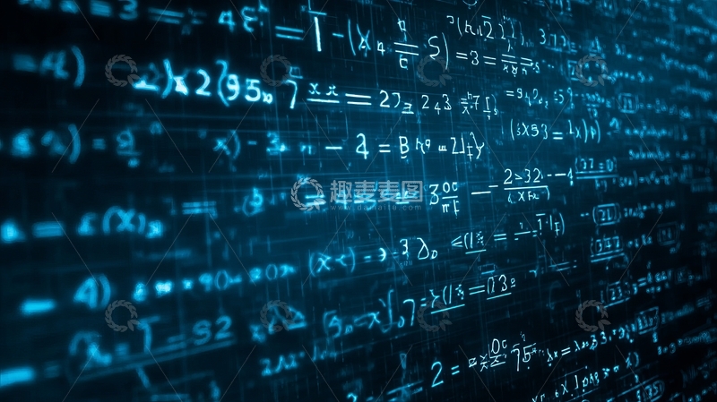 高清大图下载【趣麦麦图】蓝色背景上的数学公式