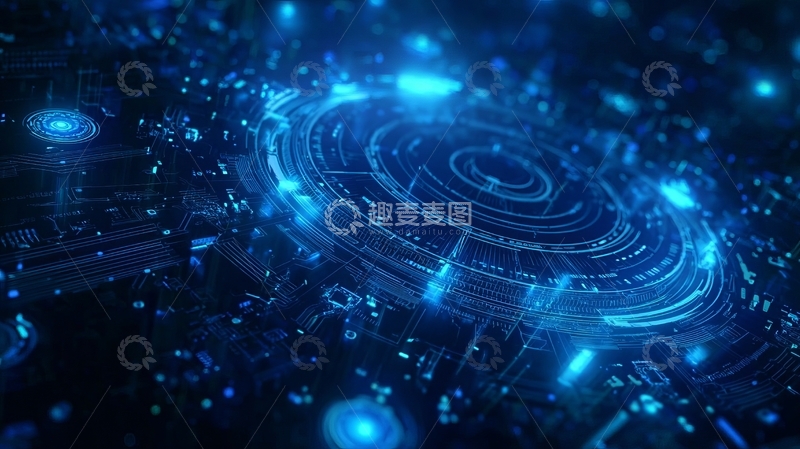 高清大图下载【趣麦麦图】蓝色科技电路板的未来感设计