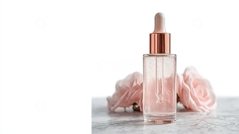 高清大图下载【趣麦麦图】透明滴管瓶与粉色玫瑰