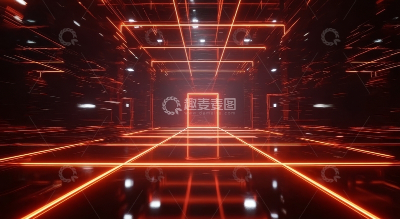 高清大图下载【趣麦麦图】未来科技走廊的光影效果