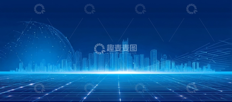 高清大图下载【趣麦麦图】未来城市夜景与科技网格