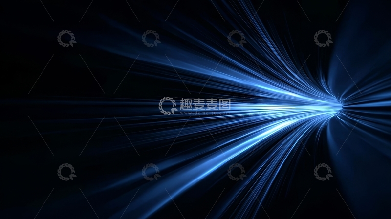 高清大图下载【趣麦麦图】蓝色光束在黑暗中汇聚
