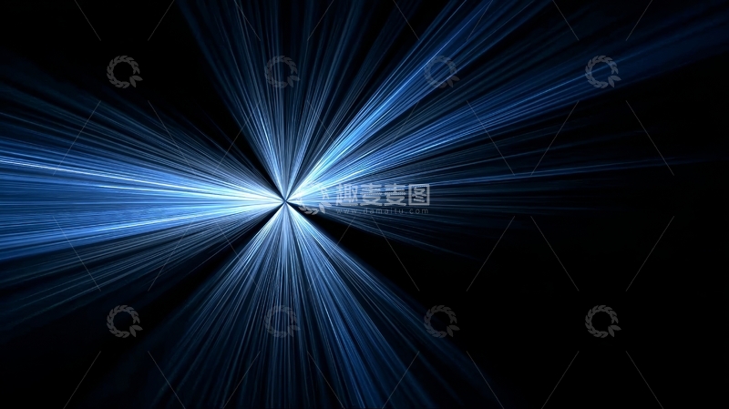 高清大图下载【趣麦麦图】蓝色光束汇聚的抽象背景
