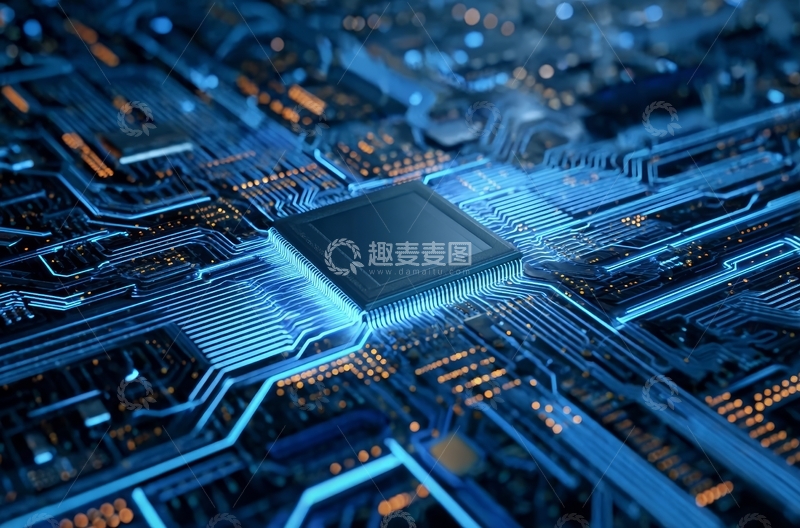 高清大图下载【趣麦麦图】电路板上的微处理器特写