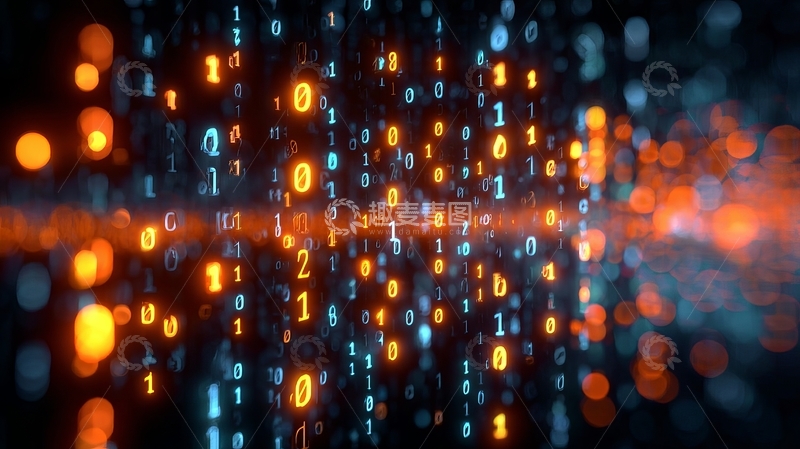 高清大图下载【趣麦麦图】-数字代码流光溢彩的科技背景