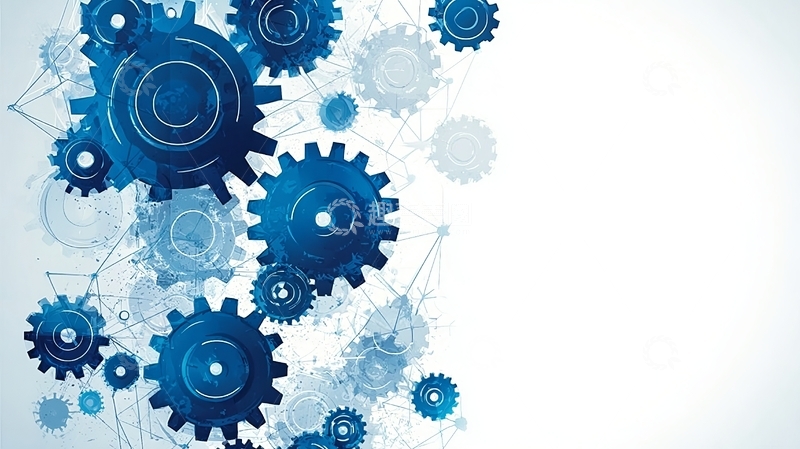 高清大图下载【趣麦麦图】蓝色齿轮网络背景图