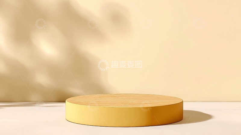 高清大图下载【趣麦麦图】简约黄色圆柱体置于浅色背景