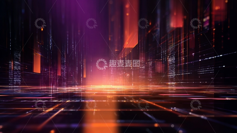 高清大图下载【趣麦麦图】未来城市夜景光影交错