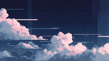 夜空下的粉色云朵