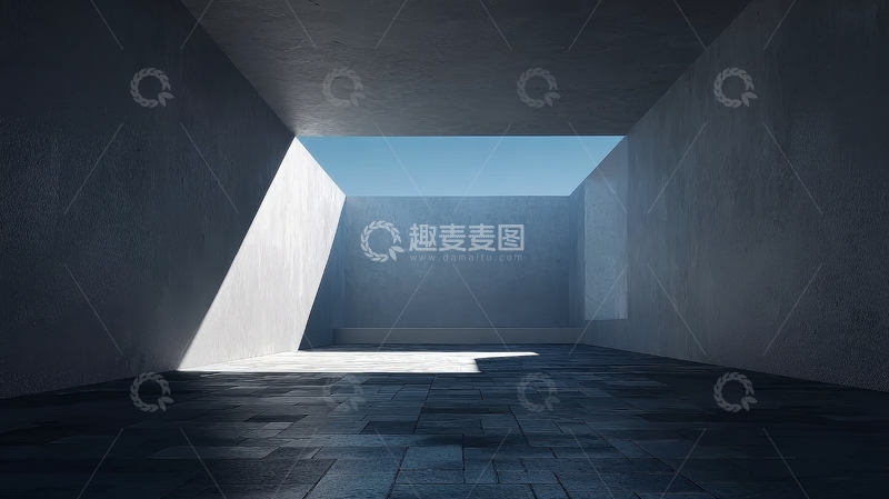 高清大图下载【趣麦麦图】光影交错的现代建筑内部空间