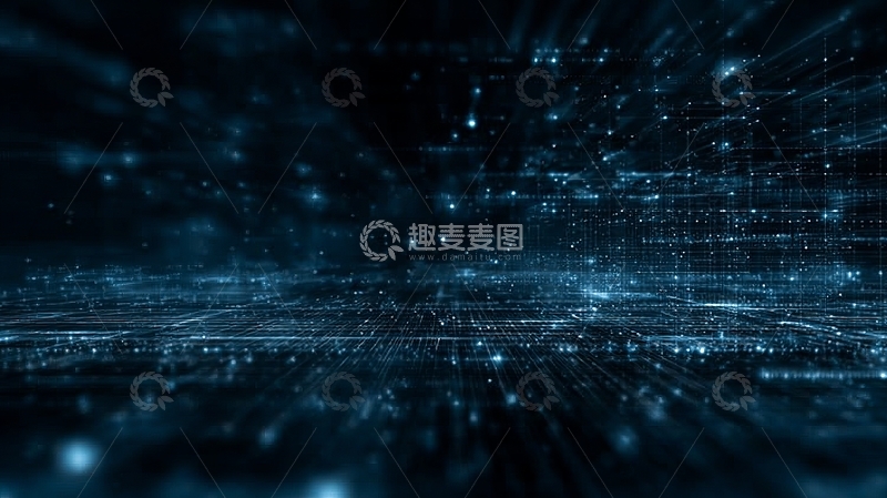 高清大图下载【趣麦麦图】数字网络空间的蓝色光点