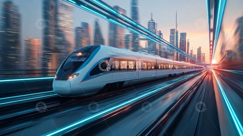 高清大图下载【趣麦麦图】未来城市中的高速列车