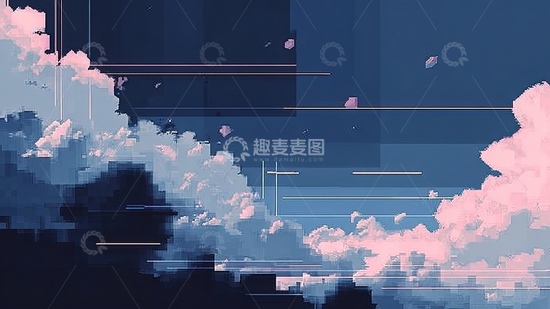 高清大图下载【趣麦麦图】云层与几何线条的抽象组合