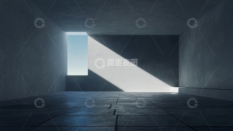 高清大图下载【趣麦麦图】光线穿透窗户照亮空旷房间