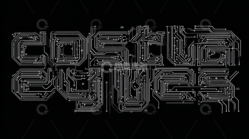 高清大图下载【趣麦麦图】电路板风格文字艺术设计