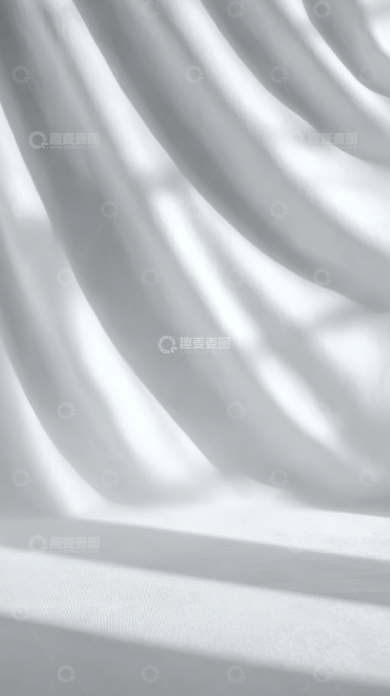 高清大图下载【趣麦麦图】白色丝绸布料的柔和褶皱