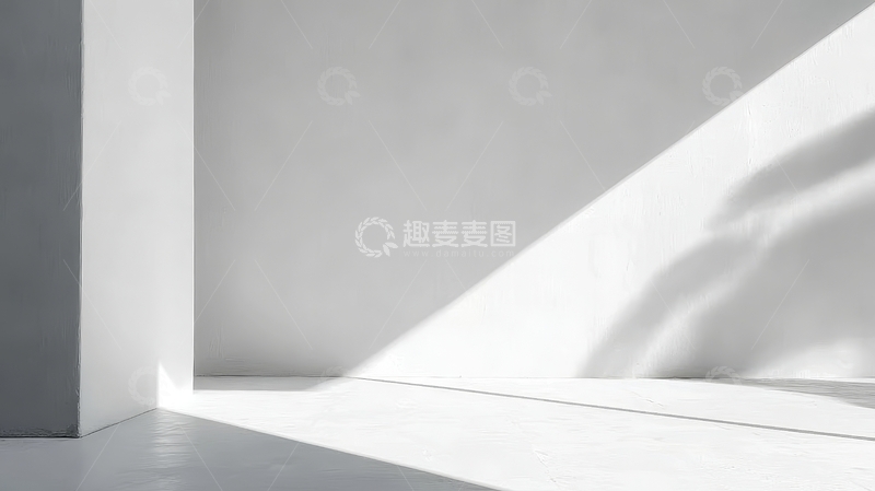 高清大图下载【趣麦麦图】光影交错的白色室内角落