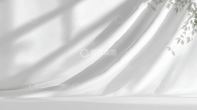 高清大图下载【趣麦麦图】白色窗帘与光影交织的静谧场景
