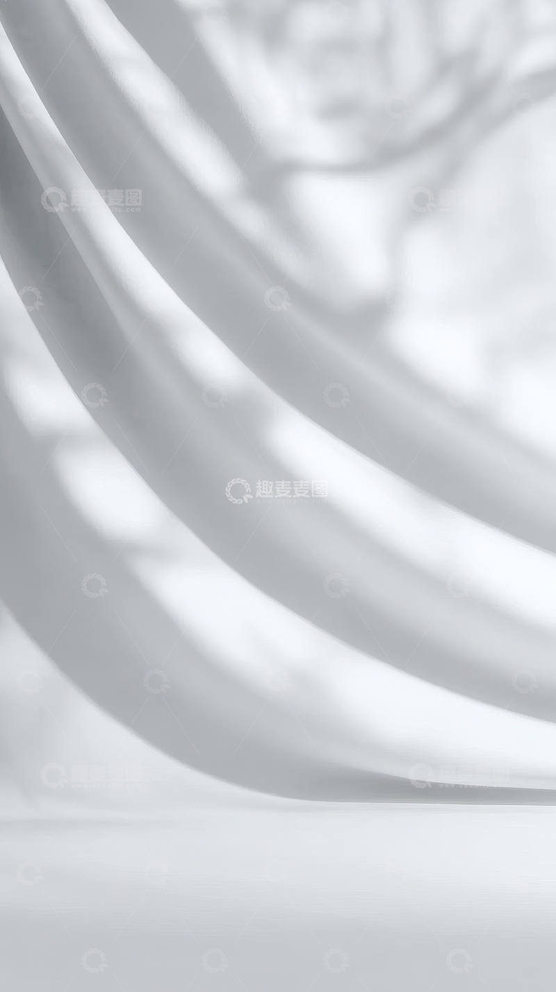 高清大图下载【趣麦麦图】白色窗帘的柔和褶皱