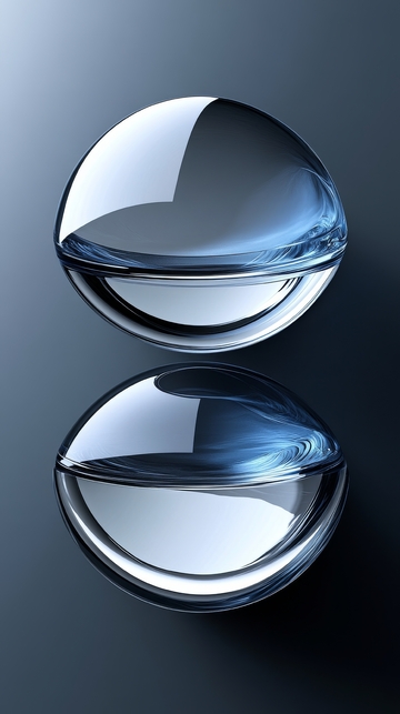 透明玻璃球的光影反射