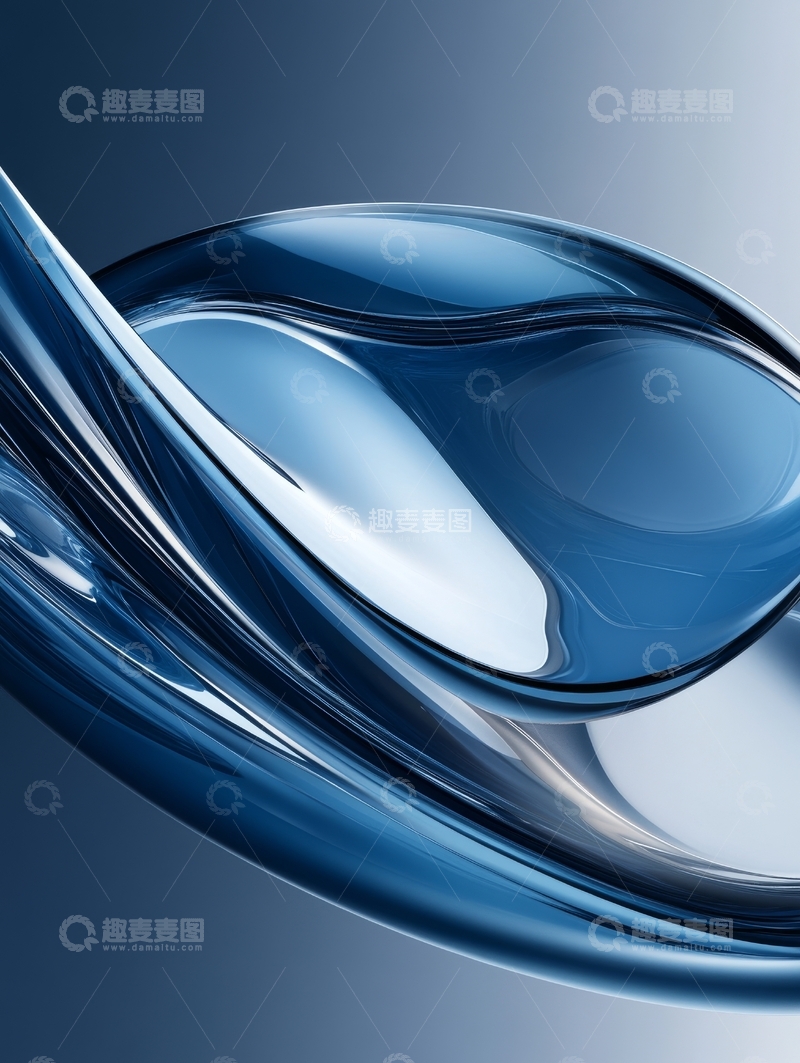 高清大图下载【趣麦麦图】蓝色流体的动态艺术表现