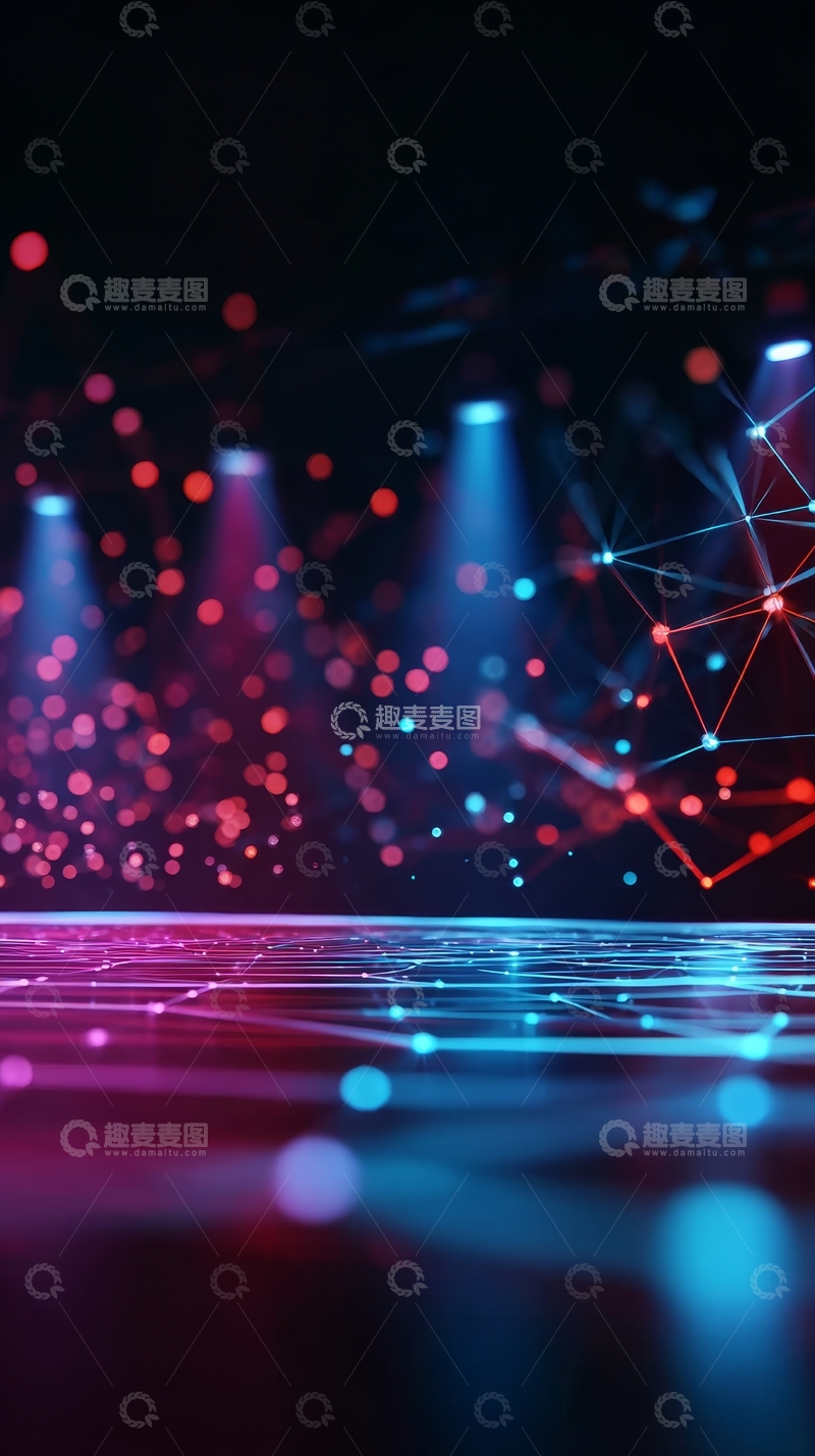 高清大图下载【趣麦麦图】科技舞台灯光与网络连接图