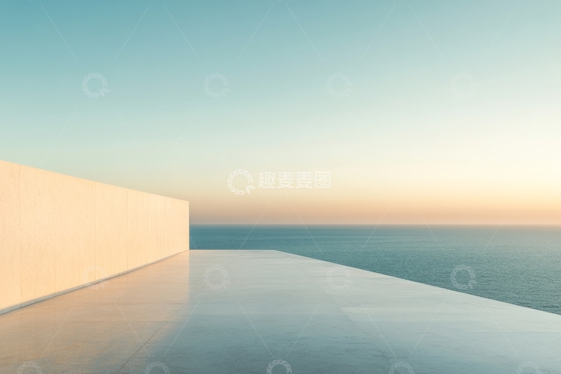 高清大图下载【趣麦麦图】海边现代建筑的清晨景象