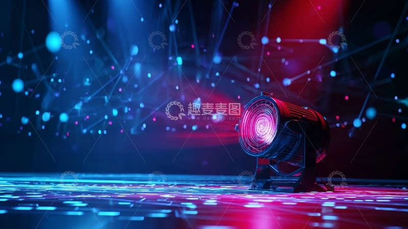 高清大图下载【趣麦麦图】舞台灯光与科技网络背景