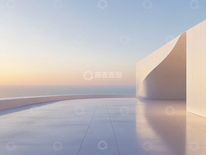 高清大图下载【趣麦麦图】现代建筑露台与海景