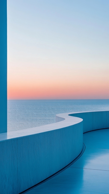 海景阳台的柔和日落