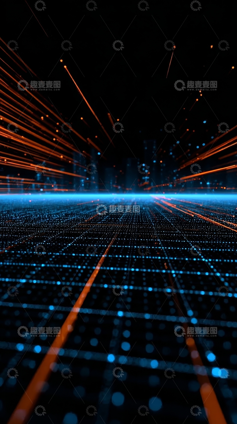 高清大图下载【趣麦麦图】数字网格与光束的科技场景
