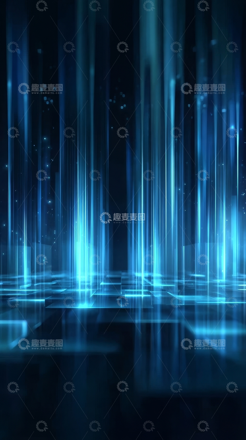 高清大图下载【趣麦麦图】蓝色光束与科技网格背景