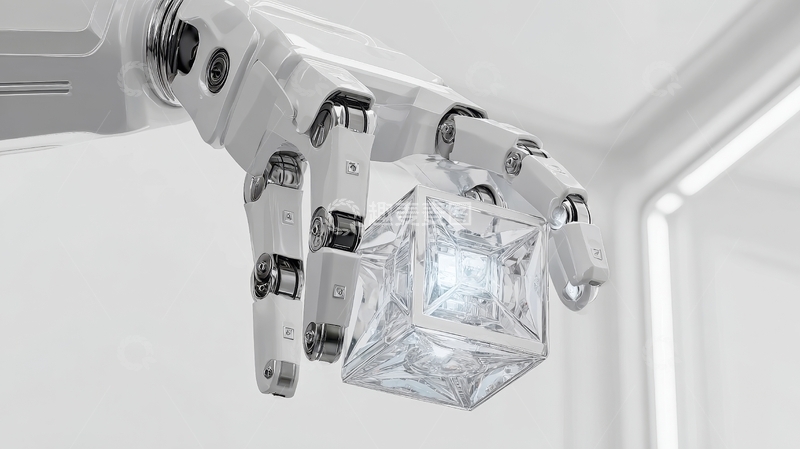 高清大图下载【趣麦麦图】机械臂握持透明晶体