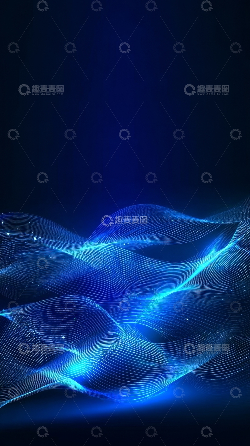 高清大图下载【趣麦麦图】蓝色波浪光影艺术背景