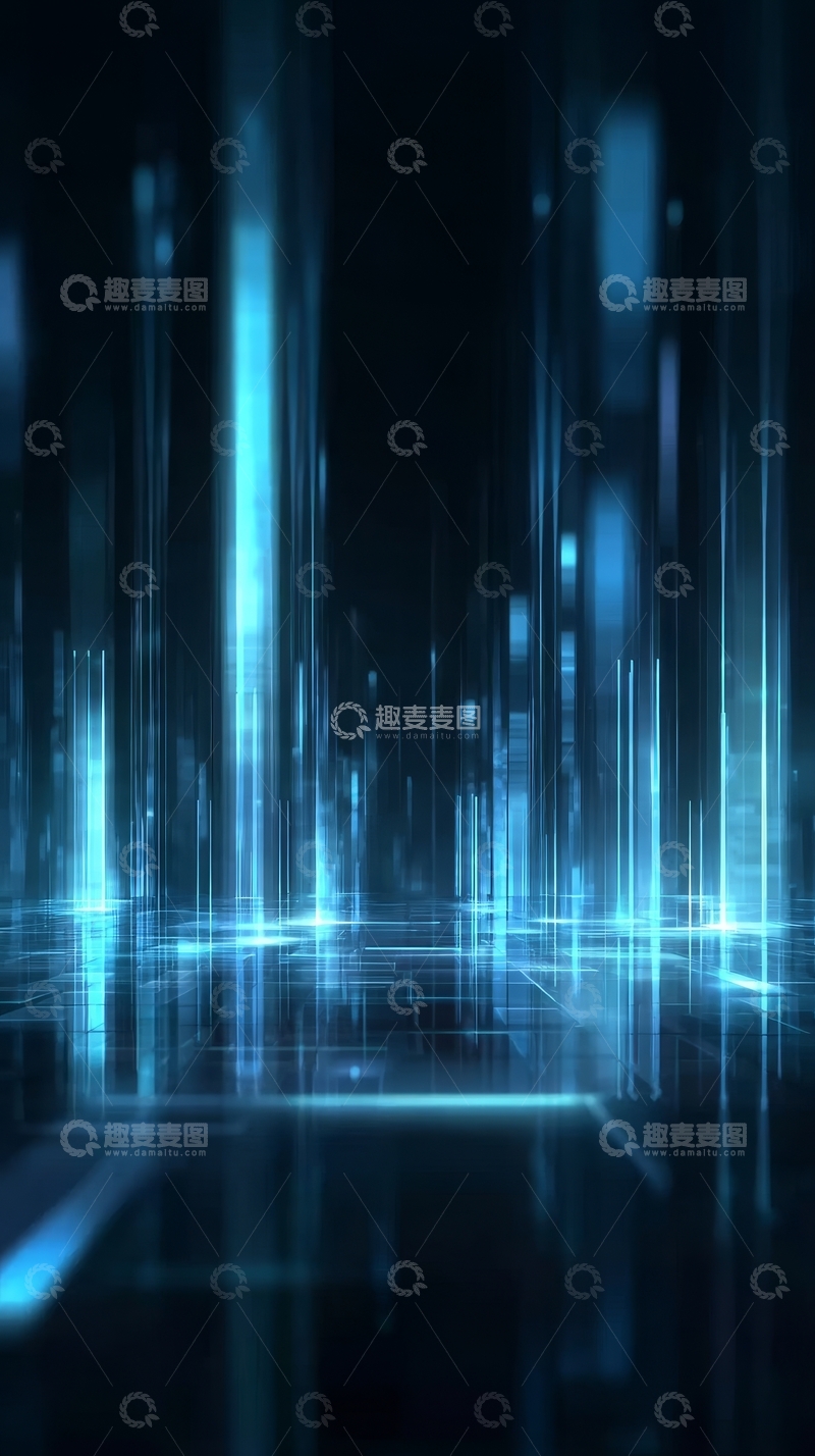 高清大图下载【趣麦麦图】蓝色光束交织的科技场景