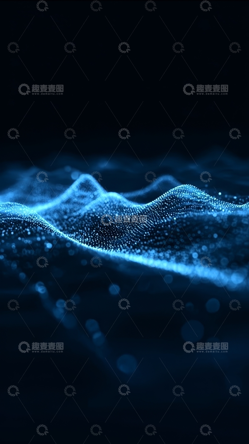 高清大图下载【趣麦麦图】蓝色粒子波浪背景