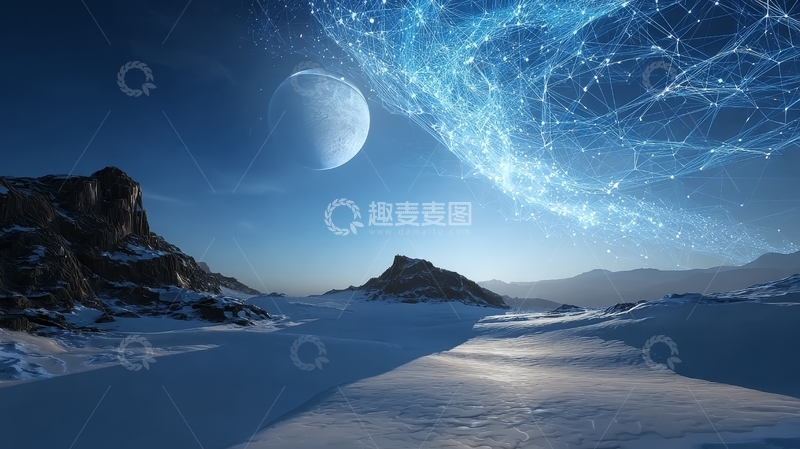 高清大图下载【趣麦麦图】月夜雪原上的神秘光网