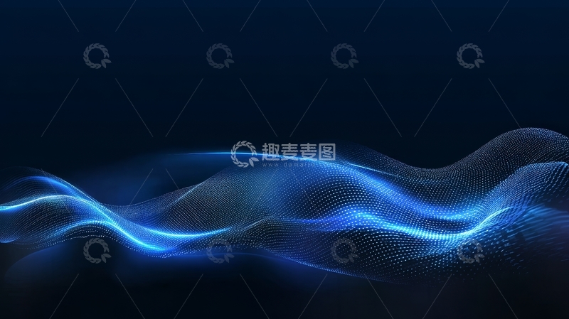 高清大图下载【趣麦麦图】蓝色光波流动的抽象背景