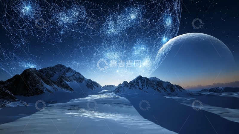 高清大图下载【趣麦麦图】冰雪星球上的神秘夜景