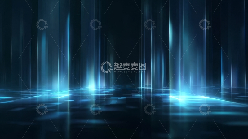 高清大图下载【趣麦麦图】蓝色光柱的抽象背景