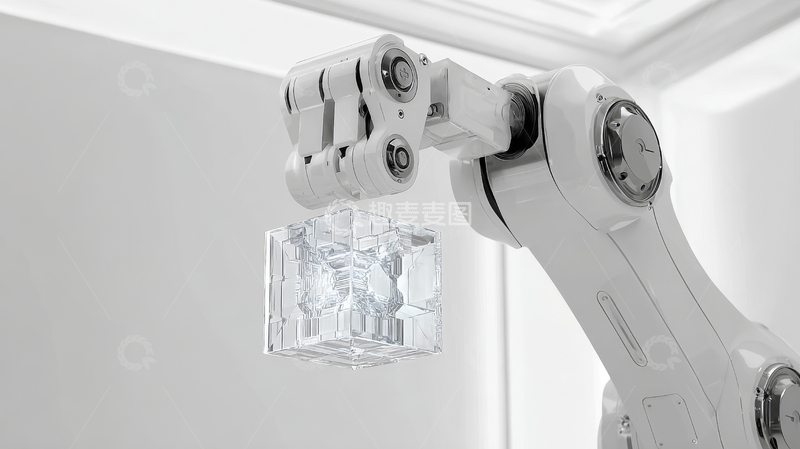 高清大图下载【趣麦麦图】机械臂精准抓取透明立方体