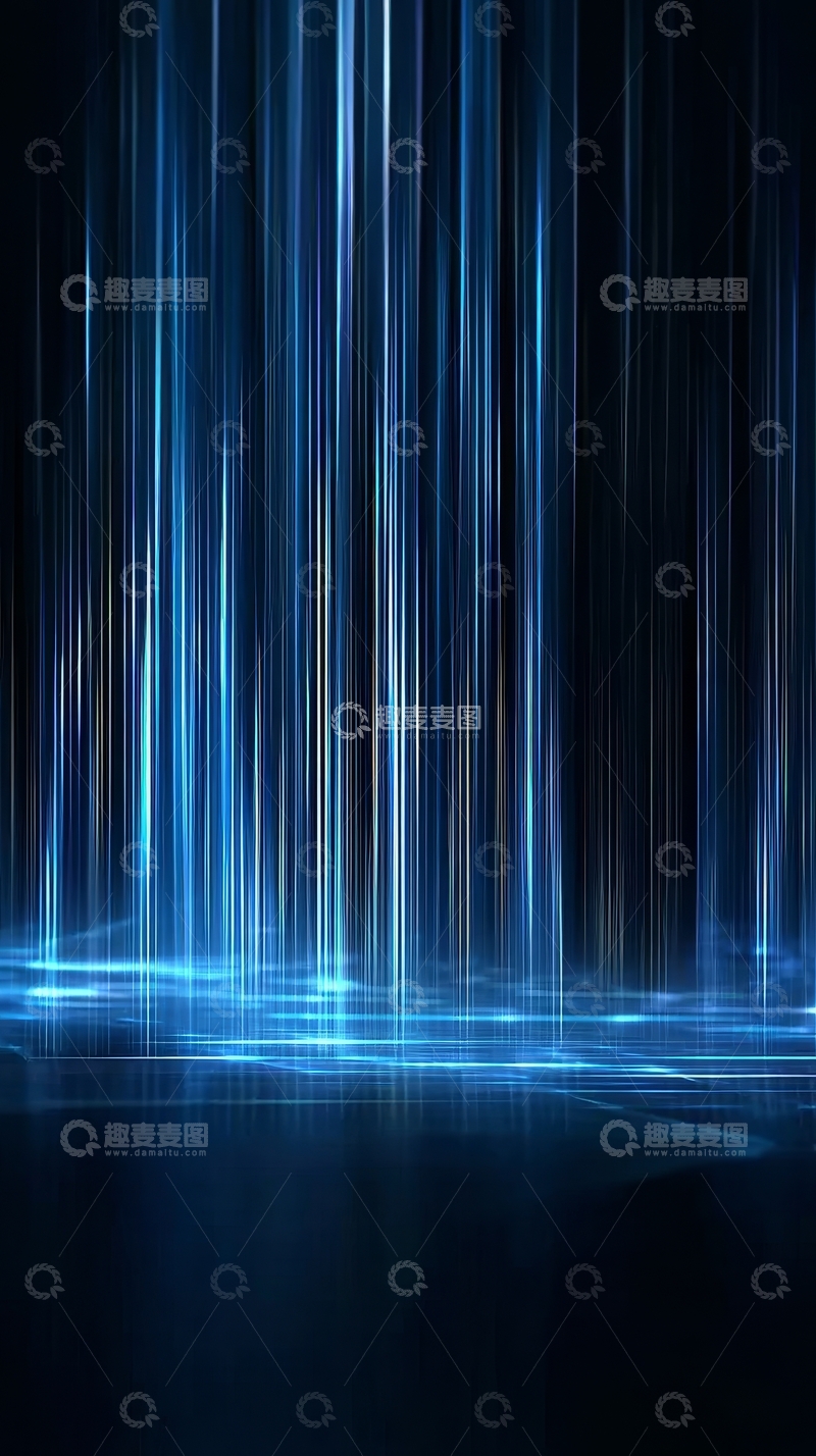 高清大图下载【趣麦麦图】蓝色光束垂直照射的抽象场景