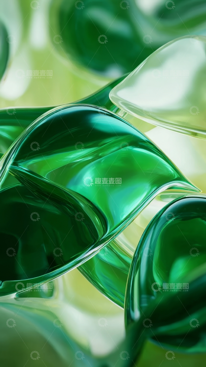 高清大图下载【趣麦麦图】-绿色透明玻璃的抽象艺术