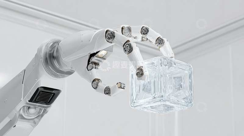 高清大图下载【趣麦麦图】机械臂精准抓取透明立方体