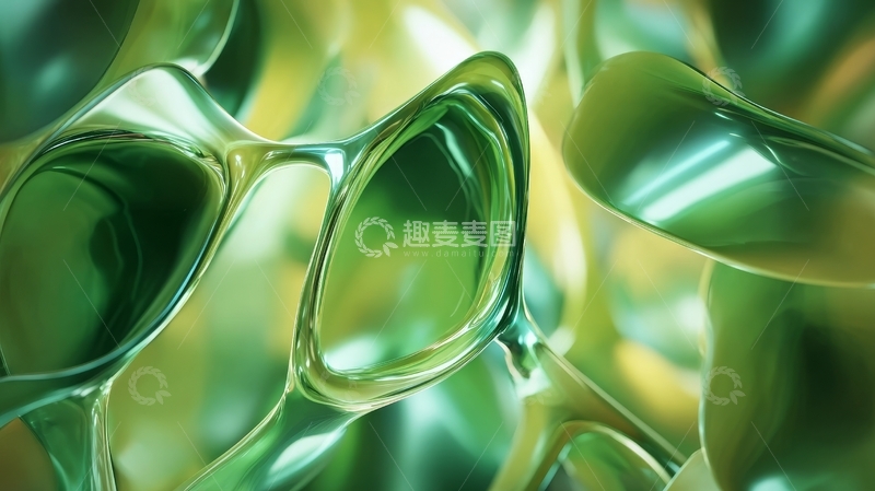 高清大图下载【趣麦麦图】绿色流体形态的抽象艺术