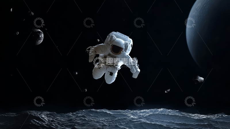 高清大图下载【趣麦麦图】宇航员在太空漂浮