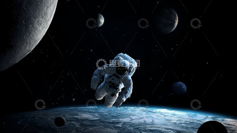 高清大图下载【趣麦麦图】宇航员在星球表面探索