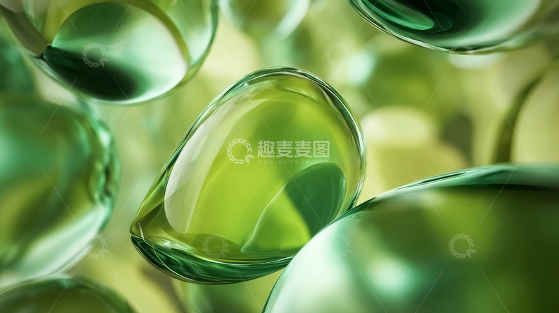高清大图下载【趣麦麦图】绿色透明球体的抽象排列