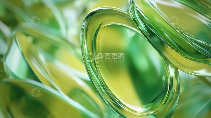 高清大图下载【趣麦麦图】绿色透明胶囊特写