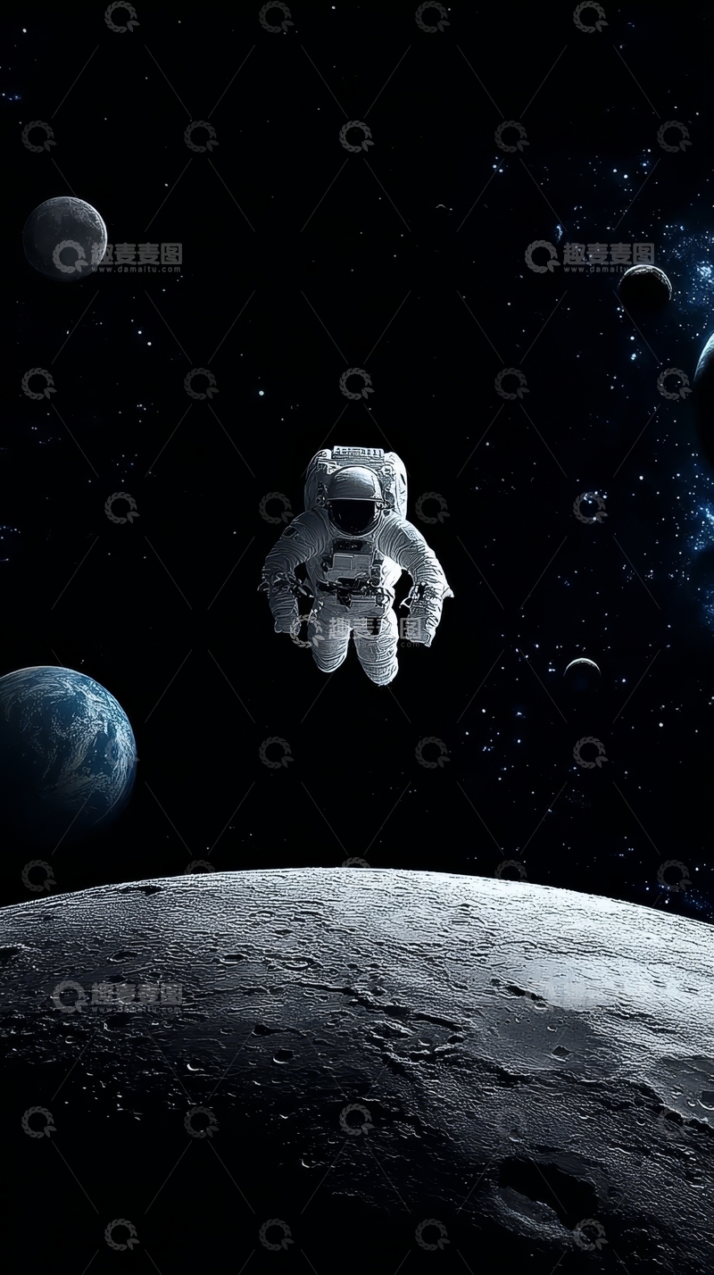 高清大图下载【趣麦麦图】宇航员在太空漂浮
